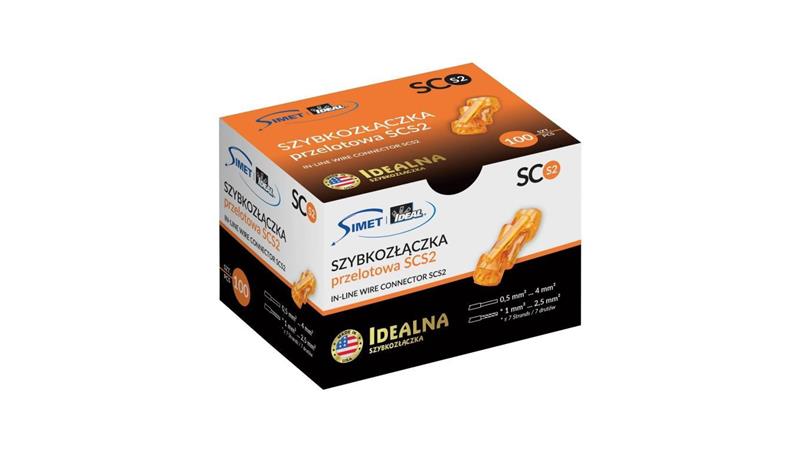 IDEALNA Szybkozłączka przelotowa 2x 0,5-4mm2 uniwersalna bezhalogenowa (na drut / na linkę) 450V/32A SIMET 100szt.-80747