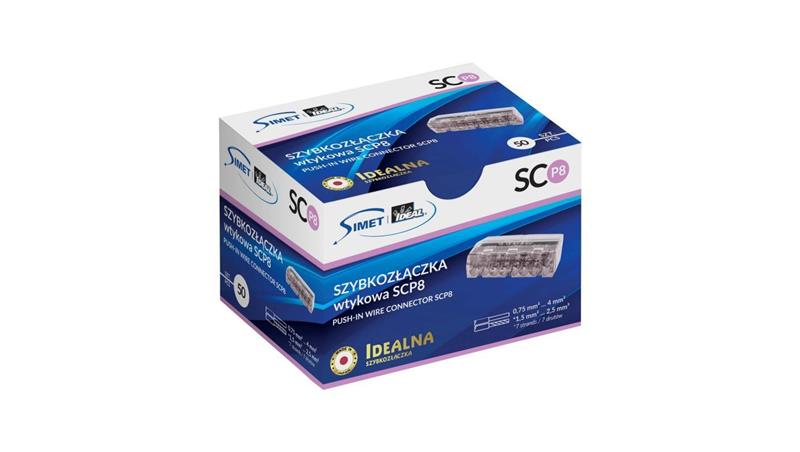 IDEALNA Szybkozłączka 8x 0,75-4mm2 uniwersalna bezhalogenowa (na drut / na linkę) 450V/24A SCP8 SIMET 50szt.-80746 IDEALNA Szybkozłączka 8x 0,75-4mm2 uniwersalna bezhalogenowa (na drut / na linkę) 450V/24A SCP8 SIMET 50szt.-80746