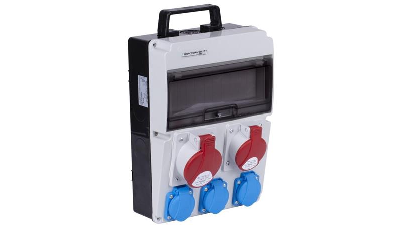 Rozdzielnica budowlana CAS_1 hermetyczna IP54 Bez zabezpieczeń + 32A/5P + 16A/5P + 3x230V/2P+Z DOKTORVOLT DV-8102-F-66967