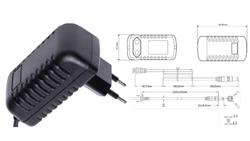 POSB12100A-2555, zasilacz 12V/1A/12W czarny, adapter horyzontalny, gniazdo AC:CEE7/16. wtyk DC:2...-10339