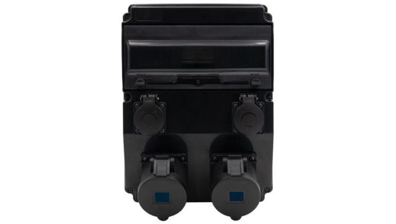 Rozdzielnica czarna CAJA 12M SCENIC - gniazda proste 16A 3p, 32A 3p, 2x230V /12 modułów/-32045