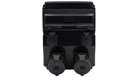 Rozdzielnica czarna CAJA 12M SCENIC - gniazda proste 16A 3p, 32A 3p, 2x230V /12 modułów/-32045