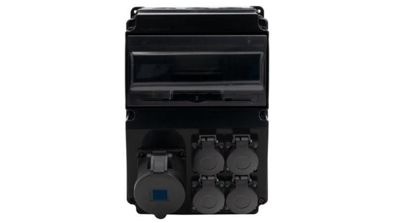 Rozdzielnica czarna LAGO 10M SCENIC - gniazda proste 32A 3p, 4x230V /10 modułów/-32049