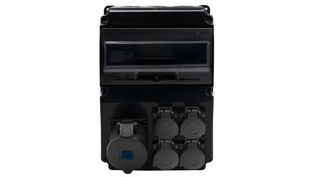 Rozdzielnica czarna LAGO 10M SCENIC - gniazda proste 32A 3p, 4x230V /10 modułów/-32049