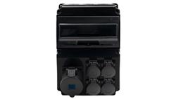 Rozdzielnica czarna LAGO 10M SCENIC - gniazda proste 16A 3p, 4x230V /10 modułów/-32069