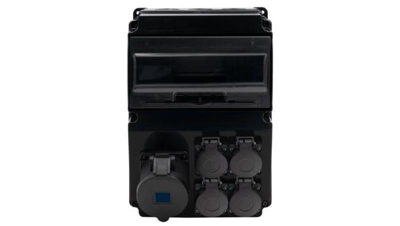 Rozdzielnica czarna LAGO 10M SCENIC - gniazda proste 16A 3p, 4x230V /10 modułów/-32069