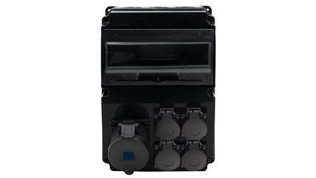 Rozdzielnica czarna LAGO 10M SCENIC - gniazda proste 16A 3p, 4x230V /10 modułów/-32069