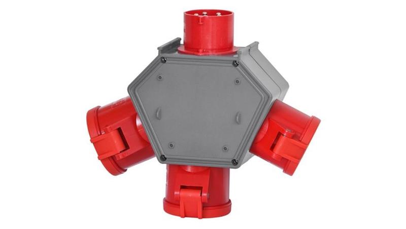 Rozdzielnica POLYBOX - wtyk odbornikowy 32A 5p, gniazda 3x32A 5p-32138