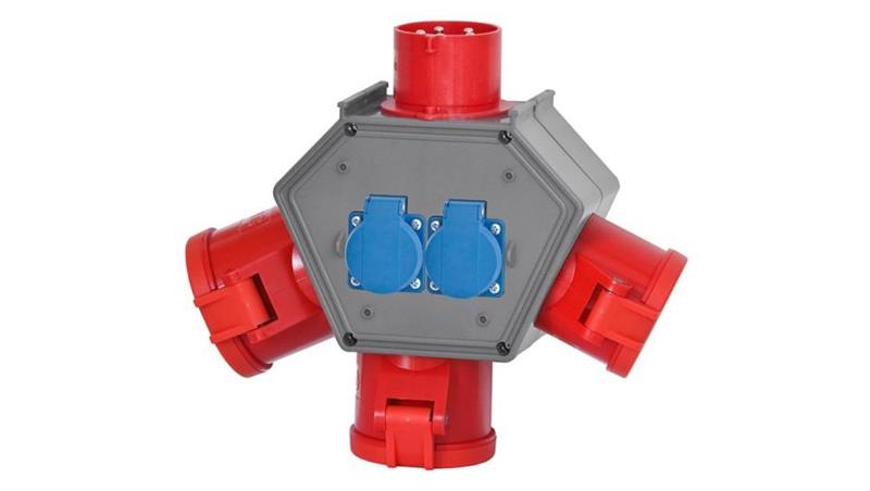 Rozdzielnica POLYBOX - wtyk odbornikowy 16A 5p, gniazda 3x16A 5p, 2x230V-32167