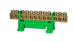 Listwa zaciskowa 12-polowa 10mm2 TH35 zielona LZ-12G-67630