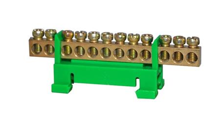 Listwa zaciskowa 12-polowa 10mm2 TH35 zielona LZ-12G-67630