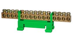 Listwa zaciskowa 15-polowa 10mm2 TH35 zielona LZ-15G-67669