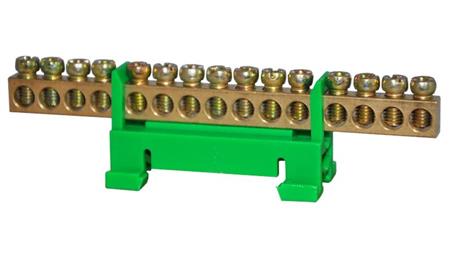 Listwa zaciskowa 15-polowa 10mm2 TH35 zielona LZ-15G-67669