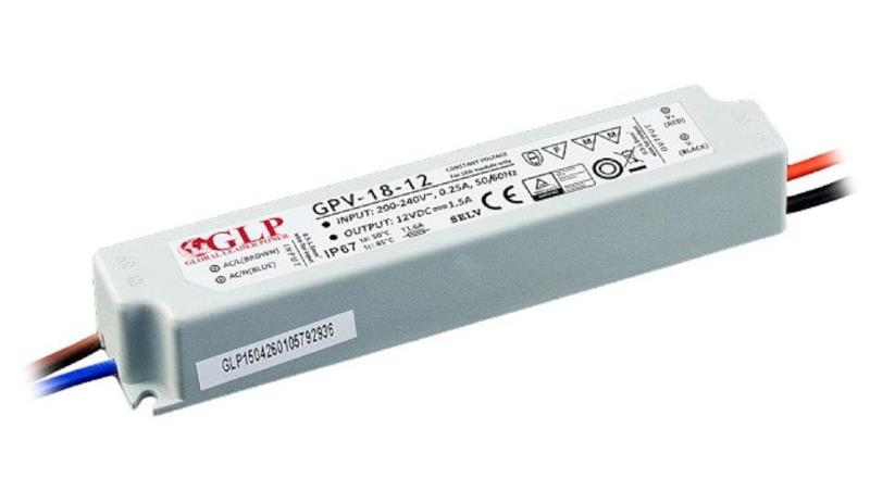 Zasilacz do Led GPV 12V/1.5A, CV, non-PFC, IP67 plastic case-9416 Zasilacz do Led GPV 12V/1.5A, CV, non-PFC, IP67 plastic case-9416