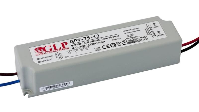 Zasilacz do Led GPV 12V/6A, CV, non-PFC, IP67 plastic case-9420 Zasilacz do Led GPV 12V/6A, CV, non-PFC, IP67 plastic case-9420