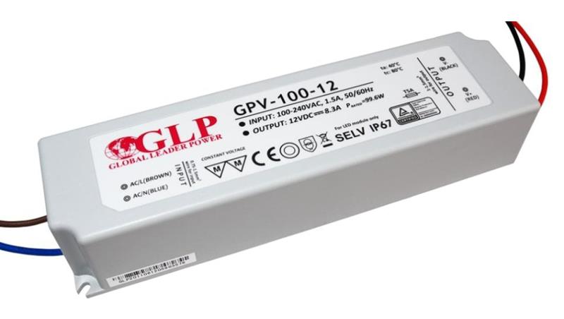 Zasilacz do Led GPV 12V/8.3A, CV, non-PFC, IP67 plastic case-9422 Zasilacz do Led GPV 12V/8.3A, CV, non-PFC, IP67 plastic case-9422