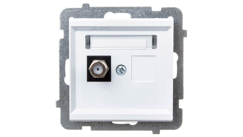 SONATA Gniazdo antenowe typu F pojedyncze biały mat GPA-1RF/m/75-90