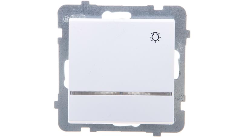 SONATA Łącznik zwierny światło z podświetleniem niebieskim biały mat ŁP-5RS/m/75-28108