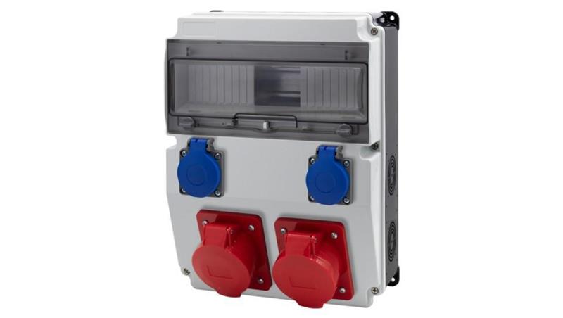 Rozdzielnica CAJA 12M BICOLOR - gniazda 16A 5p, 32A 5p, 2x230V /12 modułów/-67037