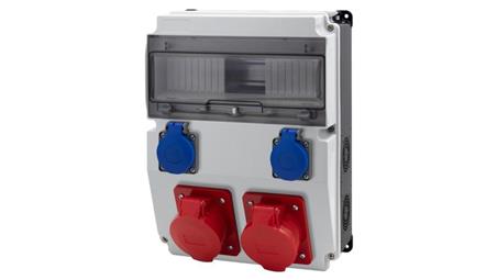 Rozdzielnica CAJA 12M BICOLOR - gniazda 16A 5p, 32A 5p, 2x230V /12 modułów/-67037
