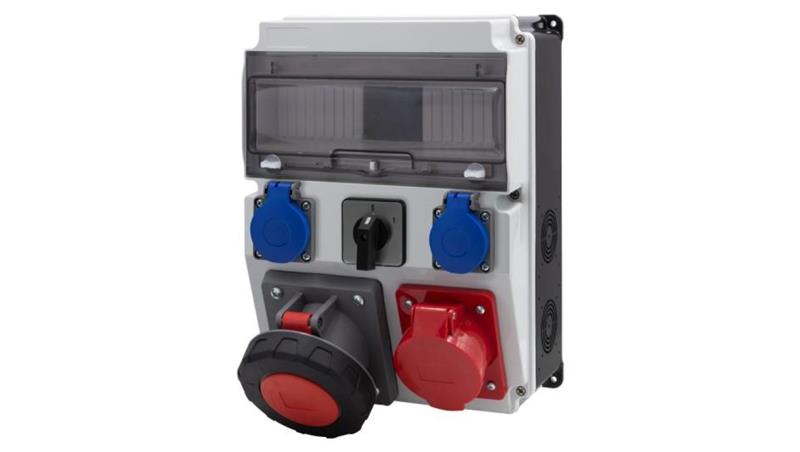 Rozdzielnica CAJA 12M BICOLOR - gniazda 16A 5p, 63A 5p, 2x230V, 0/1(63A) /12 modułów/-67058