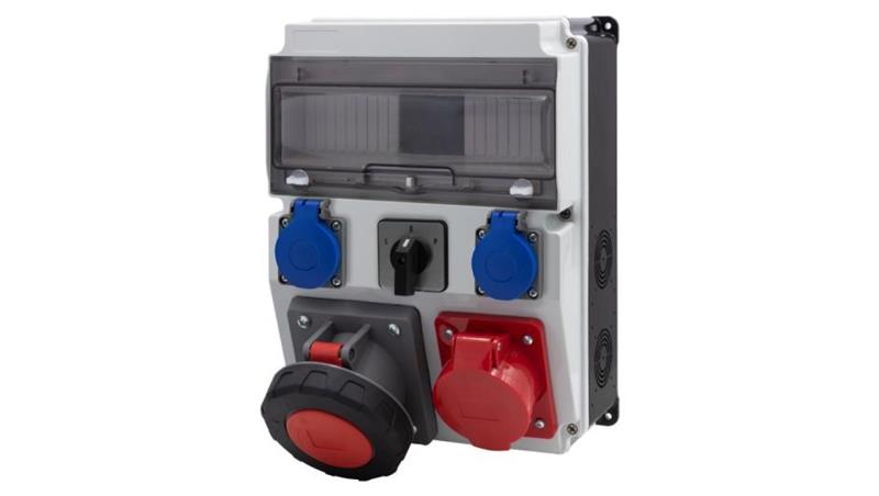 Rozdzielnica CAJA 12M BICOLOR - gniazda 32A 5p, 63A 5p, 2x230V, L/P(63A) /12 modułów/-67062