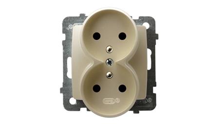 KARO ECRU GNIAZDO PODWÓJNE Z UZIEMIENIEM-36222