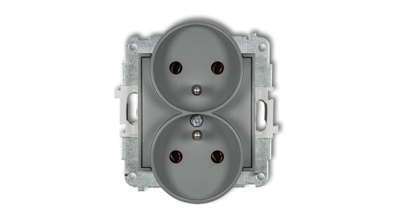 MINI SZARY MAT. GNIAZDO PODWÓJNE Z UZIEM IENIEM-36233