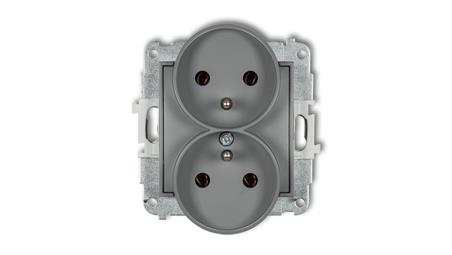 MINI SZARY MAT. GNIAZDO PODWÓJNE Z UZIEM IENIEM-36233