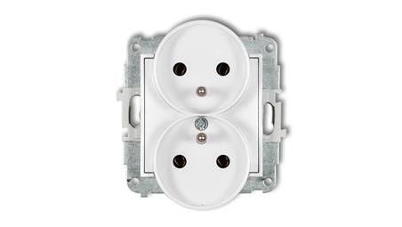 MINI BIAŁY GNIAZDO PODWÓJNE Z UZIEMIENIE M-36236