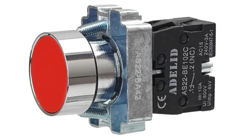 PRZYCISK STEROWNICZY CZERWONY STOP METAL AS22-BA42-3460