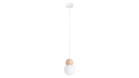 Lampa wisząca PEKKA 1 biała/naturalne drewno-56875