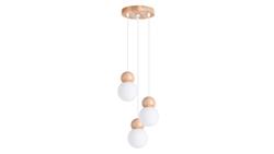 Lampa wisząca PEKKA 3P biała/naturalne drewno-56876