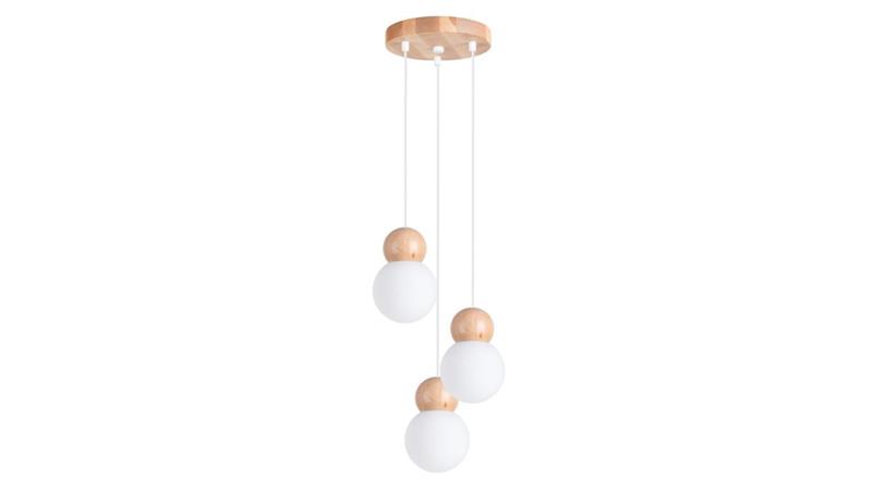 Lampa wisząca PEKKA 3P biała/naturalne drewno-56876