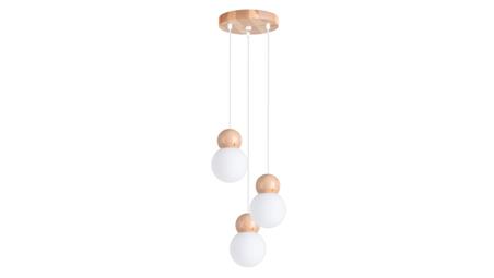 Lampa wisząca PEKKA 3P biała/naturalne drewno-56876