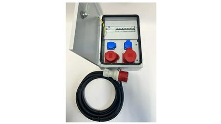 IP54 Metalowa rozdzielnica elektryczna CEE 32A 16A 2x230V z bezpiecznikami HAGER FI z kablem 5m 94H-5-70068