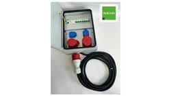 IP54 Metalowa rozdzielnica ścienna CEE 32A 16A 2x230V z bezpiecznikami FI z kablem 5m 94V-5-70069