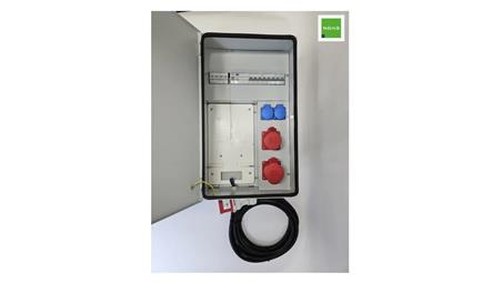 IP54 Metalowa rozdzielnica ścienna CEE 32A 16A 2x230V z bezpiecznikami HAGER FI z kablem 5m RB4-70086