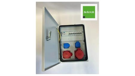IP54 Metalowa rozdzielnica ścienna CEE 32A 16A 2x230V z bezpiecznikami HAGER FI 94H-2-70079