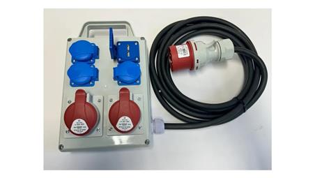 Rozdzielnica elektryczna CEE 32A 16A 3x230V 2xUSB IP44 niezabezpieczony kabel USB 10m 5x2,5-70117
