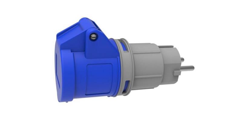 Adapter kempingowy BS wtyk 230V Uni-schuko, gniazdo 16A 3p przemysłowe IP44-32183