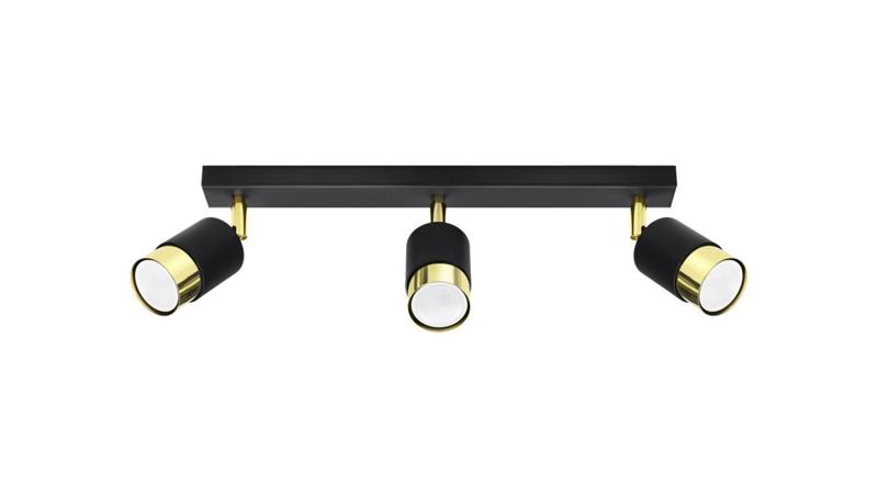 Lampa sufitowa NERO 3 czarny/złoty GU10 3x40W IP20 SL.1071 SOLLUX-54269