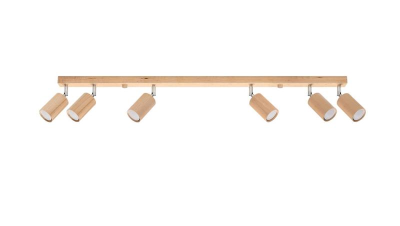 Lampa sufitowa BERG 6 naturalne drewno GU10 6x40W IP20 SL.1043 SOLLUX-54326
