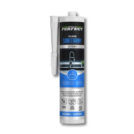 Silikon sanitarny octowy biały 280ml Stalco Perfect