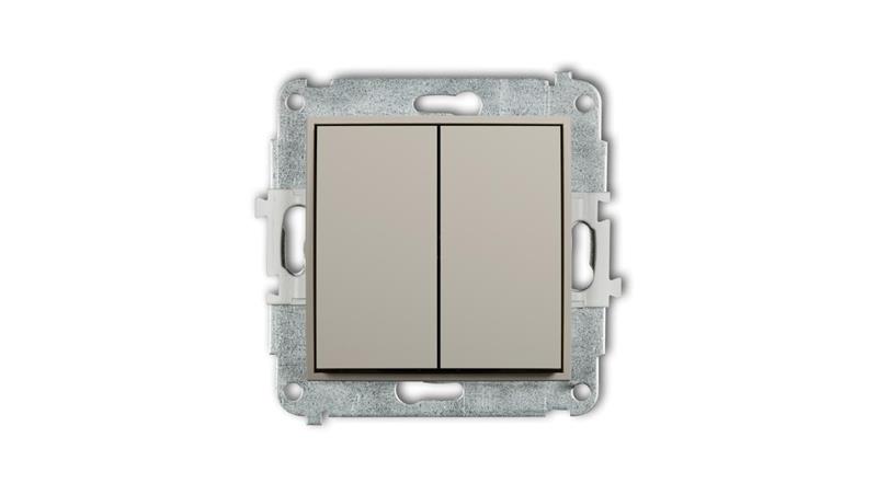 MINI Mechanizm łącznika zwiernego, świecznikowego (dwa klawisze bez piktogramów, wspólne zasilanie) taupe 60MWP-44.1-33604 MINI Mechanizm łącznika zwiernego, świecznikowego (dwa klawisze bez piktogramów, wspólne zasilanie) taupe 60MWP-44.1-33604