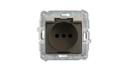 MINI Mechanizm gniazda bryzgoszczelnego z uziemieniem 2P+Z (klapka dymna, przesłony torów prądowych) taupe 60MGPB-1zdp-44875