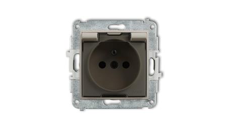 MINI Mechanizm gniazda bryzgoszczelnego z uziemieniem 2P+Z (klapka dymna, przesłony torów prądowych) taupe 60MGPB-1zdp-44875