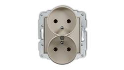 MINI Mechanizm gniazda podwójnego do ramki z uziemieniem 2x(2P+Z) (bez przesłon torów prądowych) taupe 60MGPR-2z-44881