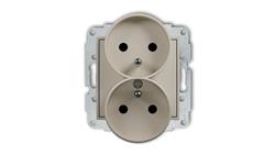 MINI Mechanizm gniazda podwójnego do ramki z uziemieniem 2x(2P+Z) (przesłony torów prądowych) taupe 60MGPR-2zp-44878