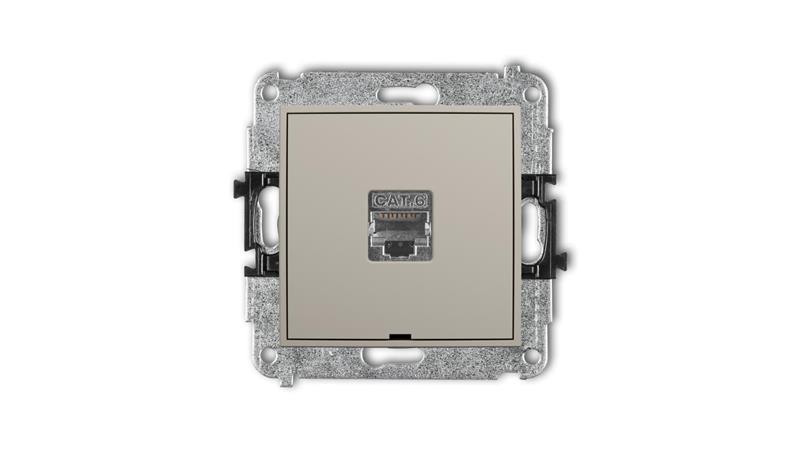 MINI Mechanizm gniazda komputerowego pojedynczego 1xRJ45, kat. 5e, ekranowany, 8-stykowy, bez pola opisowego taupe 60MGKBO-1e-35 MINI Mechanizm gniazda komputerowego pojedynczego 1xRJ45, kat. 5e, ekranowany, 8-stykowy, bez pola opisowego taupe 60MGKBO-1e-35